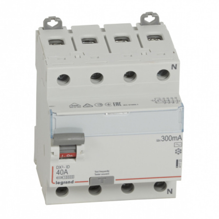 Legrand DX3 УЗО 4P 40А AC 300мА N справа