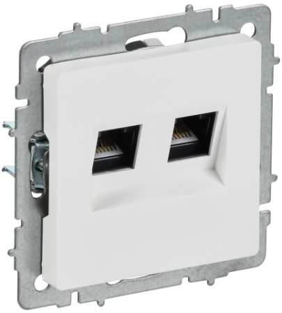 BRITE Арктический белый Розетка компьютерная двойная RJ45 кат.6 РК11-2-БрАБ