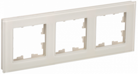 IEK BRITE DECOR Ванильный глянец стекло Рамка 3-м РУ-3-2-БрВа