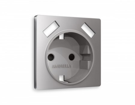 AMBRELLA Лицевая панель ALFA Сталь мат. для электр. роз. с/з со шт. 2USB A+A QUANT