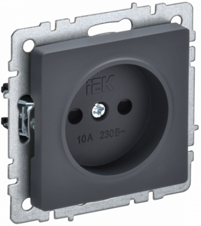 IEK BRITE BASE Графит Розетка без з/к с з/ш 10А РСш10-2-БрГ