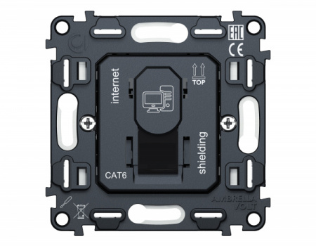 AMBRELLA Механизм комп. роз. RJ-45 8P8C CAT6A экранир. с авт. з/шт QUANT