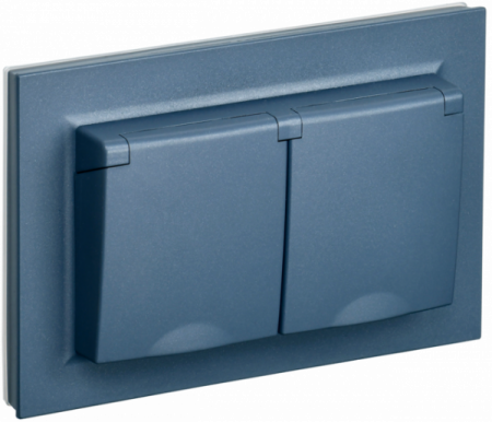 IEK BRITE Маренго Розетка 2-я с кр. 16А в сборе IP44 РСбш12-3-44-БрМ