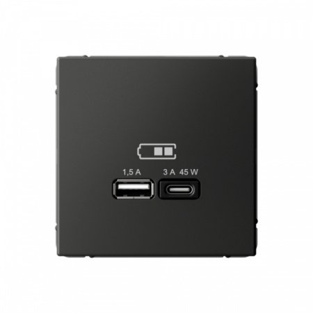 SE ArtGallery Базальт USB Розетка A + тип-C 45Вт высокоскор.заряд. QC, PD, механизм