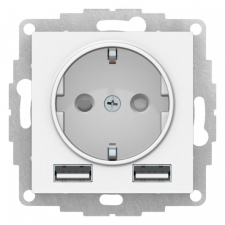 SE AtlasDesign Лотос Розетка 16А с 2 USB A+A, 5В/2,4А, 2х5В/1,2А, механизм