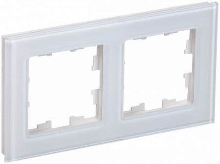 IEK BRITE DECOR Белый глянец стекло Рамка 2-м РУ-2-2-БрБ