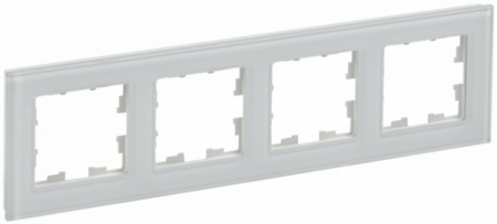 IEK BRITE DECOR Белый глянец стекло Рамка 4-м РУ-4-2-БрБ