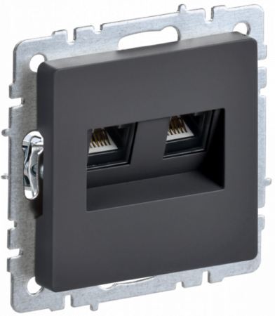 IEK BRITE BASE Графит Розетка комп. 2-ая RJ45 кат.6 РК11-2-БрГ