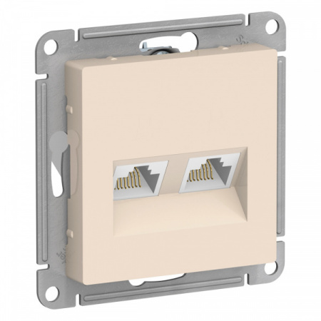 SE AtlasDesign Бежевый Розетка двойная компьютерная RJ45+RJ45, кат.5E, механизм