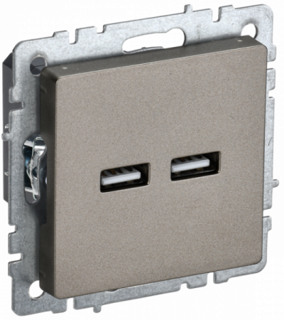 IEK BRITE BASE Шампань Розетка USB A+A 3,1А РЮ10-1-БрШ