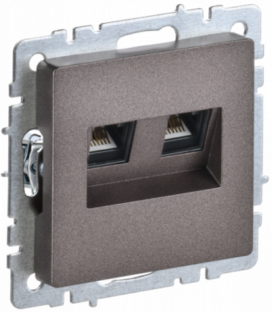 IEK BRITE BASE Темн.бронза Розетка комп двойная RJ45 кат.5E РК10-2-БрТБ