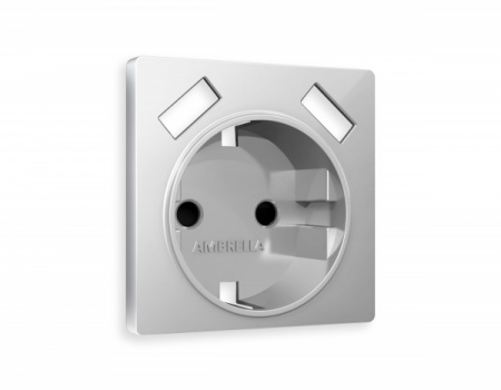 AMBRELLA Лицевая панель ALFA Серебро глянец для электр. роз. с/з со шт. 2USB A+A QUANT