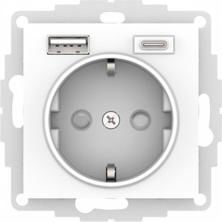 SE AtlasDesign Лотос Розетка 16А с 2 USB A+C, 5В/2,4А/3,0А, 2х5В/1,5А, механизм
