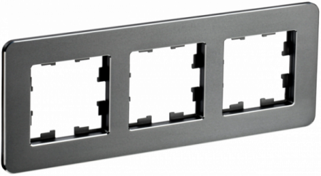 IEK BRITE DECOR Титан матовый металл скругл.угол Рамка 3-м РУ-3-1-Бр RE