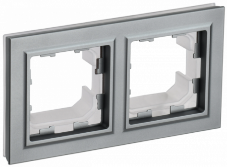 IEK BRITE BASE Сталь Рамка 2-м IP44 РУ-2-БрС-44