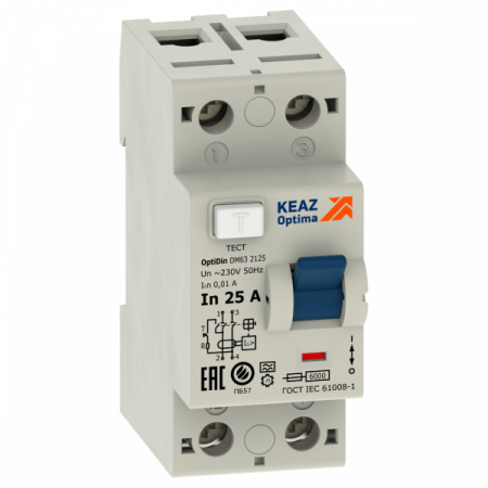 КЭАЗ ВДТ без защиты от сверхтоков OptiDin DМ63-2240-AС-УХЛ4 (2P, 40, 30mA)