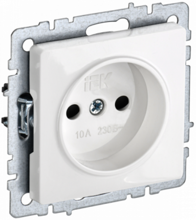 IEK BRITE BASE Белый Розетка без з/к с з/ш 10А РСш10-2-БрБ