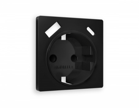 AMBRELLA Лицевая панель ALFA Черный мат. для электр. роз. с/з со шт. 2USB A+C QUANT