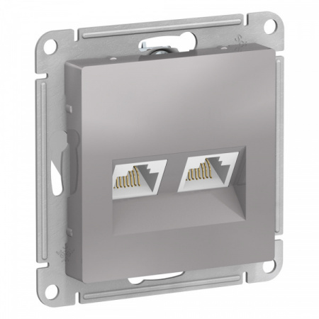 SE AtlasDesign Алюминий Розетка двойная компьютерная RJ45+RJ45, кат.5E, механизм