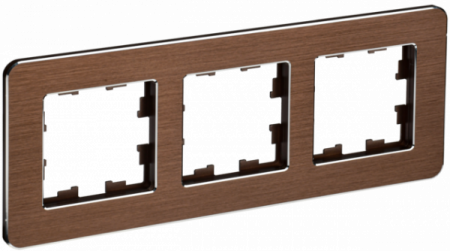 IEK BRITE DECOR Коричневый рифленый металл скругл.угол Рамка 3-м РУ-3-1-Бр RE AL