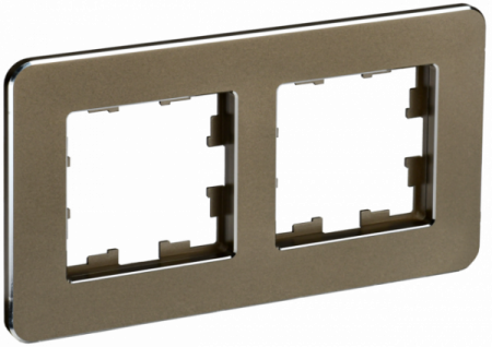IEK BRITE DECOR Латунь матовый металл скругл.угол Рамка 2-м РУ-2-1-Бр RE