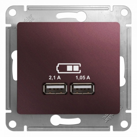 SE Glossa Баклажановая Розетка USB 5В/2100мА, 2х5В/1050мА (GSL001133)