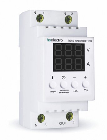 HS Electro Реле напряжения с контролем тока нагрузки 2-мод НТ2-63с