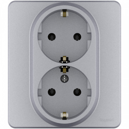 Legrand INSPIRIA Алюминий Розетка 2 x 2К+З - немецкий стандарт - 16 А - 250 В