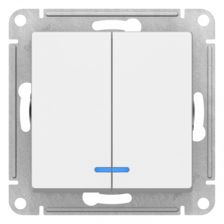 SE AtlasDesign Лотос Выключатель 2-клавишный с подсветкой, сх.5а, 10АХ, механизм