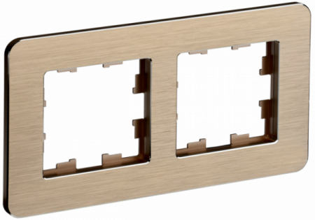 IEK BRITE DECOR Шампань рифленый металл. скругл.угол Рамка 2-м РУ-2-1-Бр RE AL