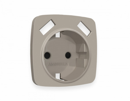 AMBRELLA Лицевая панель OMEGA Серо-бежевый мат. для электр. роз. с/з со шт. 2USB A+A QUANT