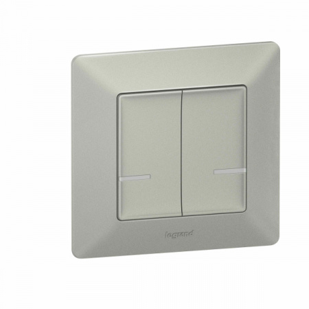 Legrand NETATMO Valena LIFE Алюминий Выключатель 2-клавишный беспроводной