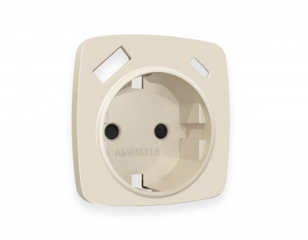 AMBRELLA Лицевая панель OMEGA Бежевый мат. для электр. роз. с/з со шт. 2USB A+C QUANT