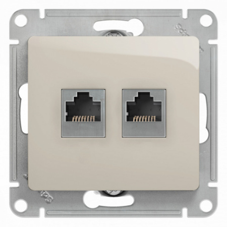 SE Glossa Молочная Розетка 2-ая RJ11+RJ45, кат.5E