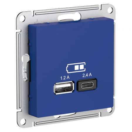 SE AtlasDesign Аквамарин Розетка USB A+С, 5В/2,4А, 2х5В/1,2А, механизм