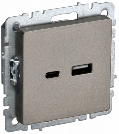 IEK BRITE BASE Шампань Розетка USB A+C 18Вт РЮ11-1-БрШ