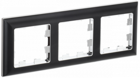IEK BRITE DECOR Черный/хром 3D-форма Рамка 3-м РУ-3-Бр