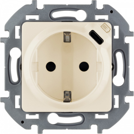 Legrand INSPIRIA Слоновая кость Розетка 2К+З немецкий стандарт 16А 250В со встроенным зарядным устро