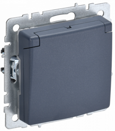 IEK BRITE BASE Маренго Розетка 1-м с/з с защ штор и крышк 16А IP20 РСбш10-3-БрМ