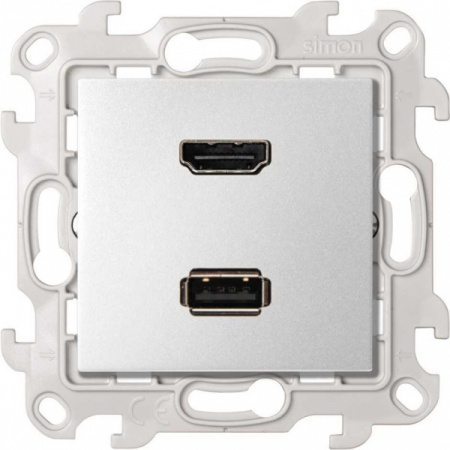 Simon 24 Алюминий Розетка HDMI v1.4 + USB 2.0 для передачи данных
                    