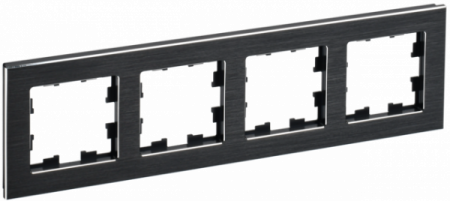 IEK BRITE DECOR Черный металл Рамка 4-м РУ-4-1-БрЧ