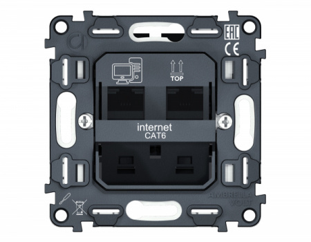 AMBRELLA Механизм комп. дв. роз. RJ-45 8P8C CAT6 с авт. з/шт QUANT