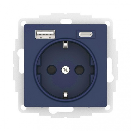 SE AtlasDesign Аквамарин Розетка 16А c 2 USB A+C, 5В/2,4А/3,0А, 2х5В/1,5А, механизм