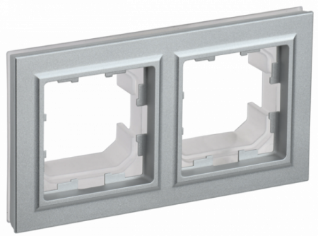 IEK BRITE BASE Алюминий Рамка 2-м IP44 РУ-2-БрА-44