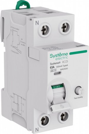 SE Systeme9 Выключатель дифференциального тока (ВДТ) 63A 2P 300мА Тип-A-S 230В