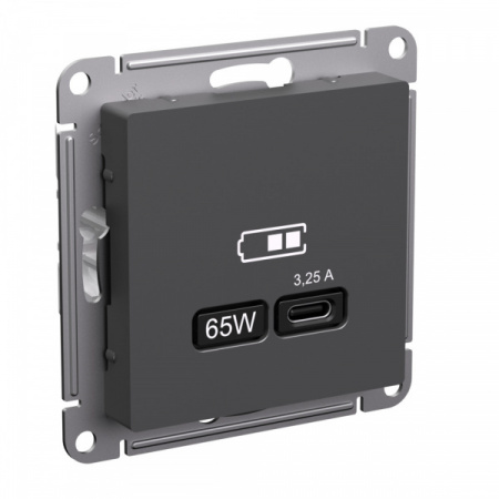 SE AtlasDesign Базальт Розетка USB тип-С 65Вт высокоскор.заряд. QC, PD, механизм