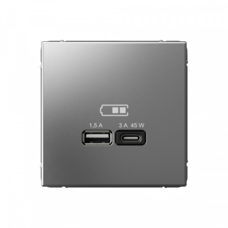 SE ArtGallery Сталь USB Розетка A + тип-C 45Вт высокоскор.заряд. QC, PD, механизм