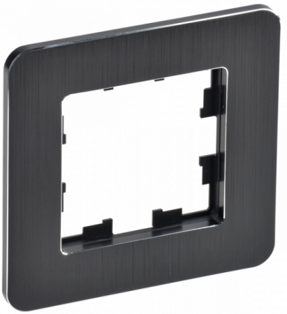 IEK BRITE DECOR Черный рифленый металл скругл.угол Рамка 1-м РУ-1-1-Бр RE AL