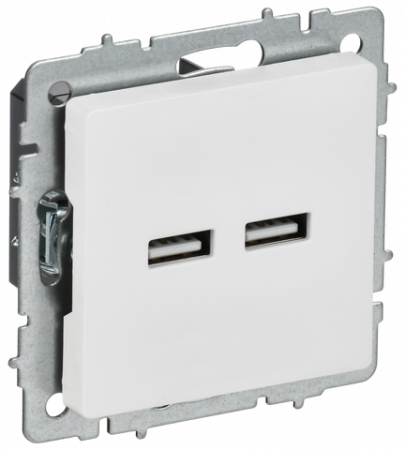 BRITE Арктический белый Розетка USB A+A 5В 3,1А РЮ10-1-БрАБ