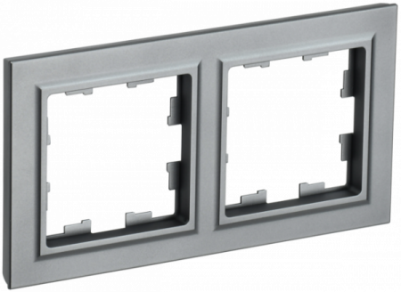 IEK BRITE BASE Сталь Рамка 2-м РУ-2-БрС